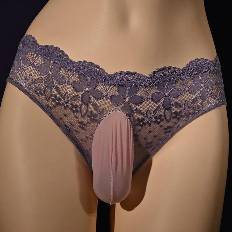 Herren Sexuelle Unterwäsche Sissy Beutel Spitze Höschen Blumen String Niedrige Taille Durchsichtige Slips Durchsichtige Lingerie Schwule Unterhosen