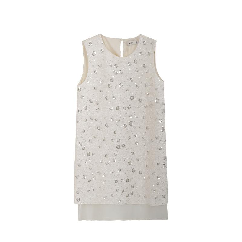 

Летнее темпераментное платье в стиле знаменитостей с тяжелыми блестками и бисером из органзы, жилет, длинное платье, платье в повседневном стиле L абрикосовый