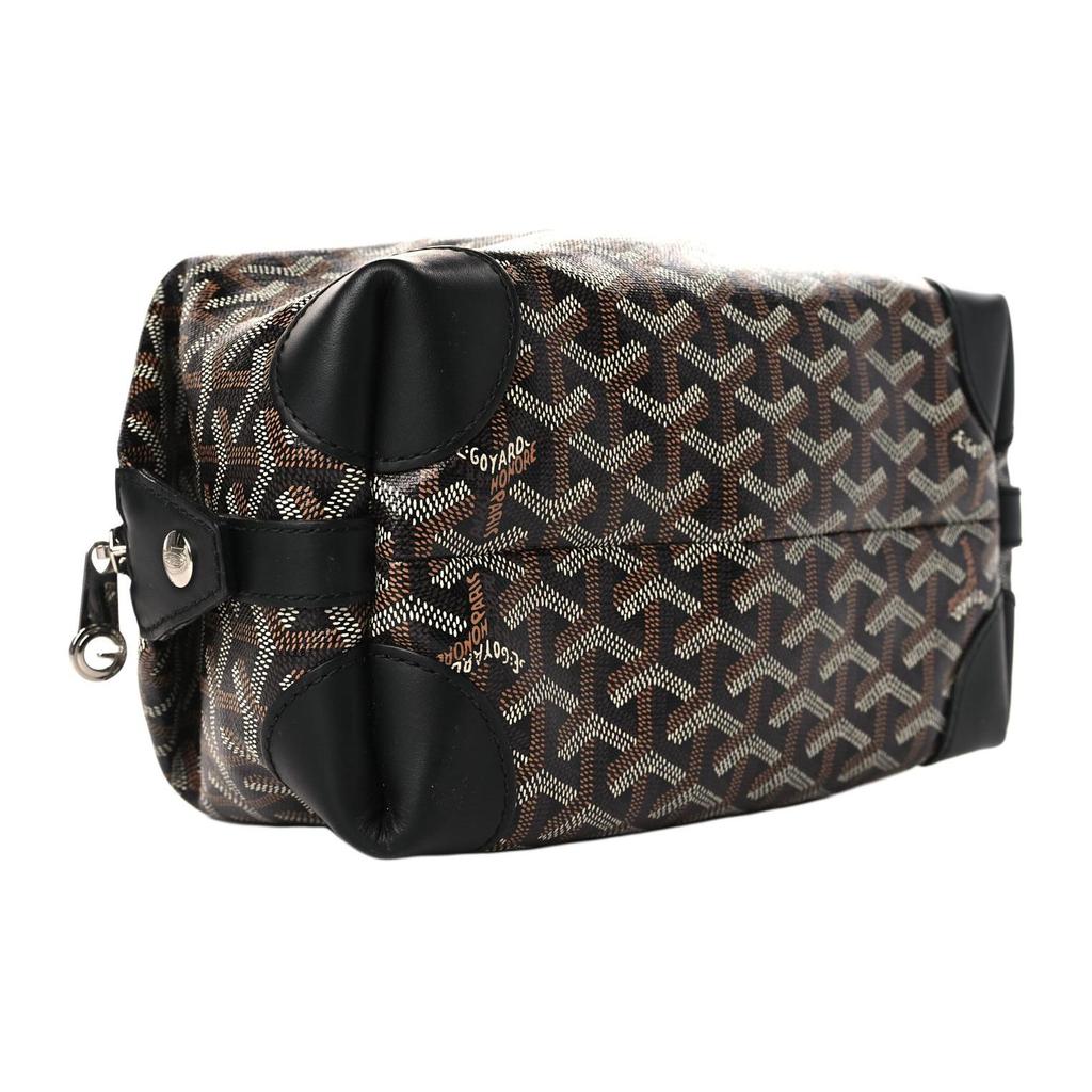 Goyard Monogrammed Zippered Canvas And Calfskin Travel Toiletry Bag Unisex Toiletry Bag Black BOEING025TY-01CL01P
