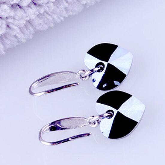 Women's Blue Heart Rhinestone Alloy Ear Hook Dangle Eardrop Earrings