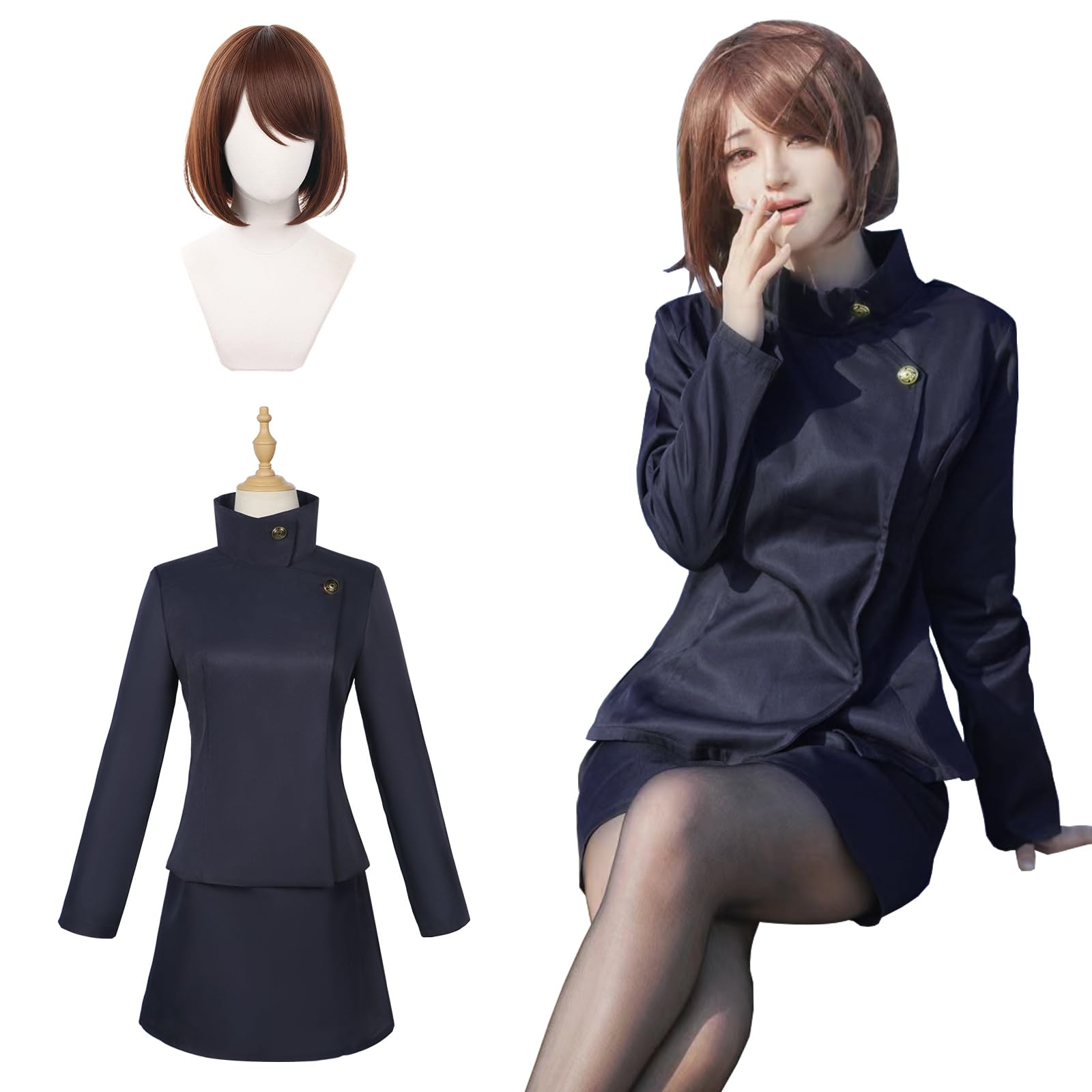 Ieiri Cosplay Costume with Student Days Anime Cosplay Outfit Full Adult Fancy School Festival with [Kamihei Ryohin] Shōko Wig, Set, Costume, Dress,