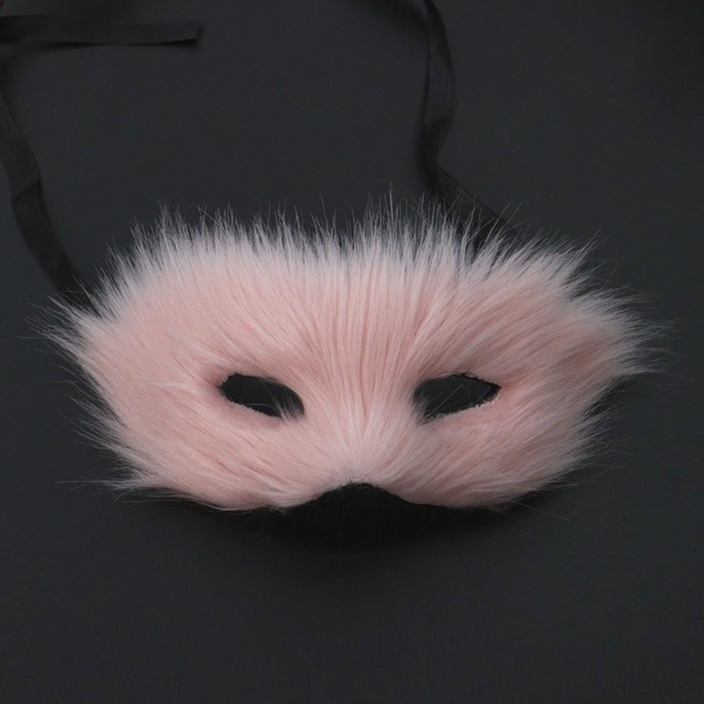 Cartoon Plush Cat Mask Long Furry Halloween Plush Mask Funny Masquerade Mask  Carnival Party