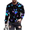Men's Autumn and Winter 3D Printed Crew Neck Long Sleeve T-Shirt Fashion Versatile Trend Breathable Casual