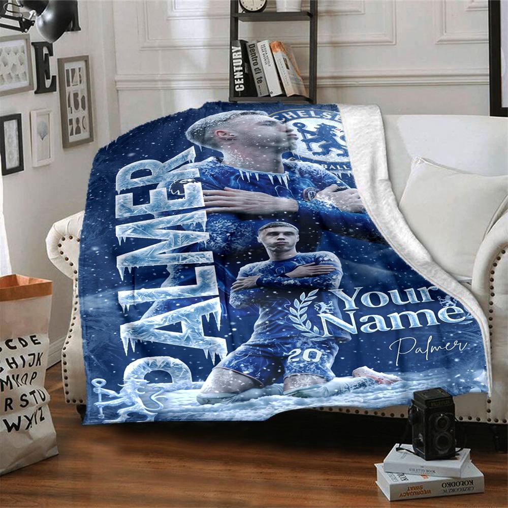 Chelsea Fc Football Player Personalized Text Blanket Gift Personalized Blanket Ultra-Soft Suitable for Bed Chair Living Room Bedding All-Season Use
