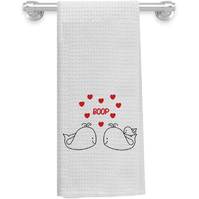 Knibeo Golden Retriever Valentines Kitchen Towels 16x24, Valentines Day Gifts for Her Girlfriend Wife, Couple Gifts, Valentines Dish Towels Hand Boop Whale