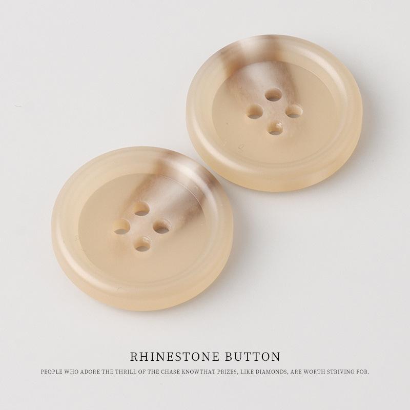 5pcs Beige Resin Button Coat Trench Coat Sweater Buttons Men'S And Women'S High-End Blazer Cardigan Four-Eye Buttons
