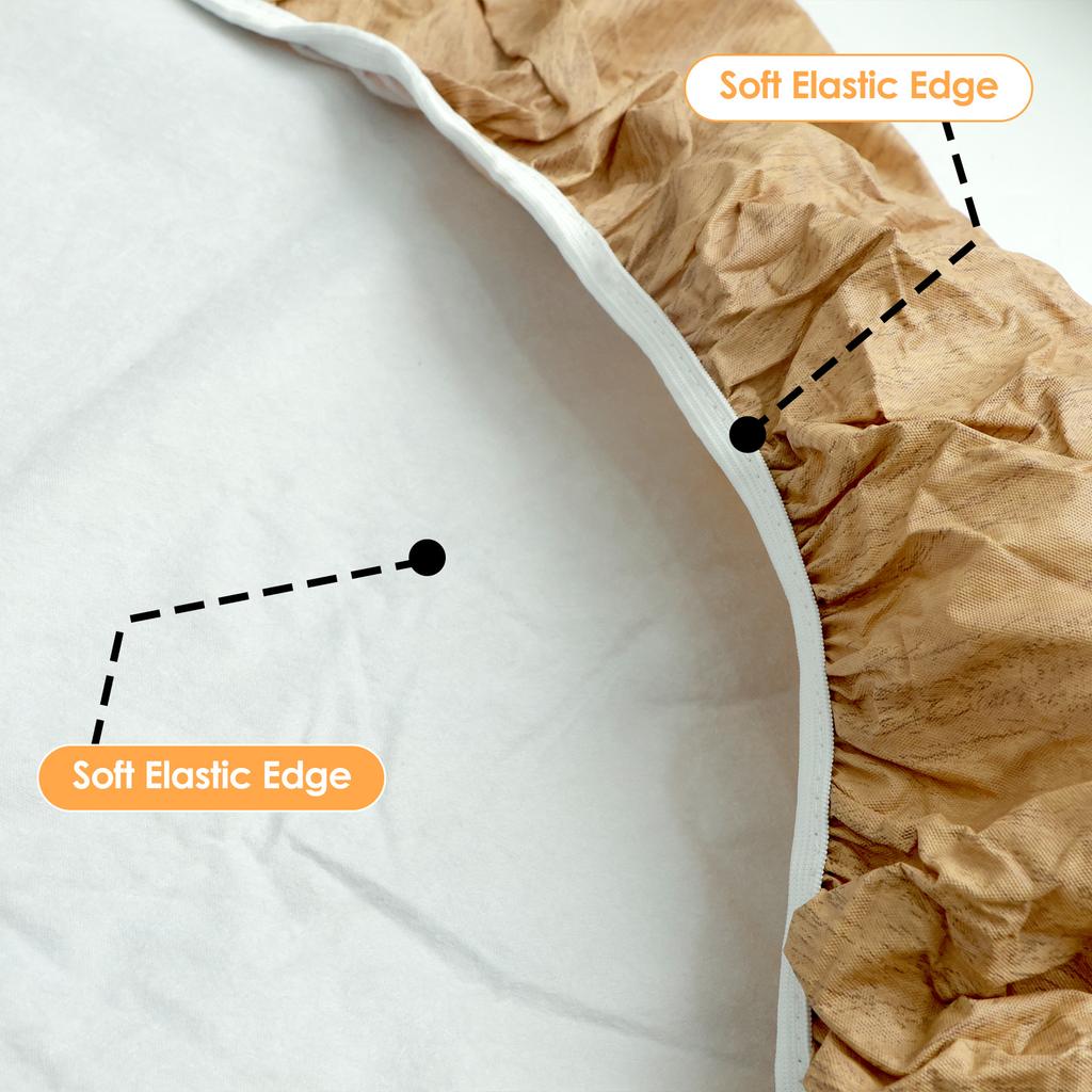 Round Tablecloth Wood Texture Tablecloths Elastic Fitted Home Round Table Cover Waterproof Oil-Proof Reusable Tablecloths