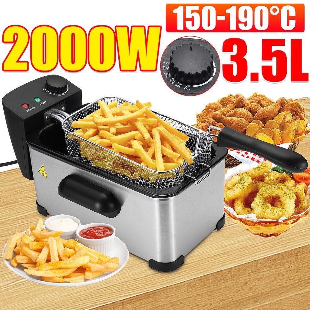 2000W 3.5L Stainless Steel French Fries Chicken Frying Machine Multifunction Kitchen Grill BBQ Tool Electric Deep Fryer