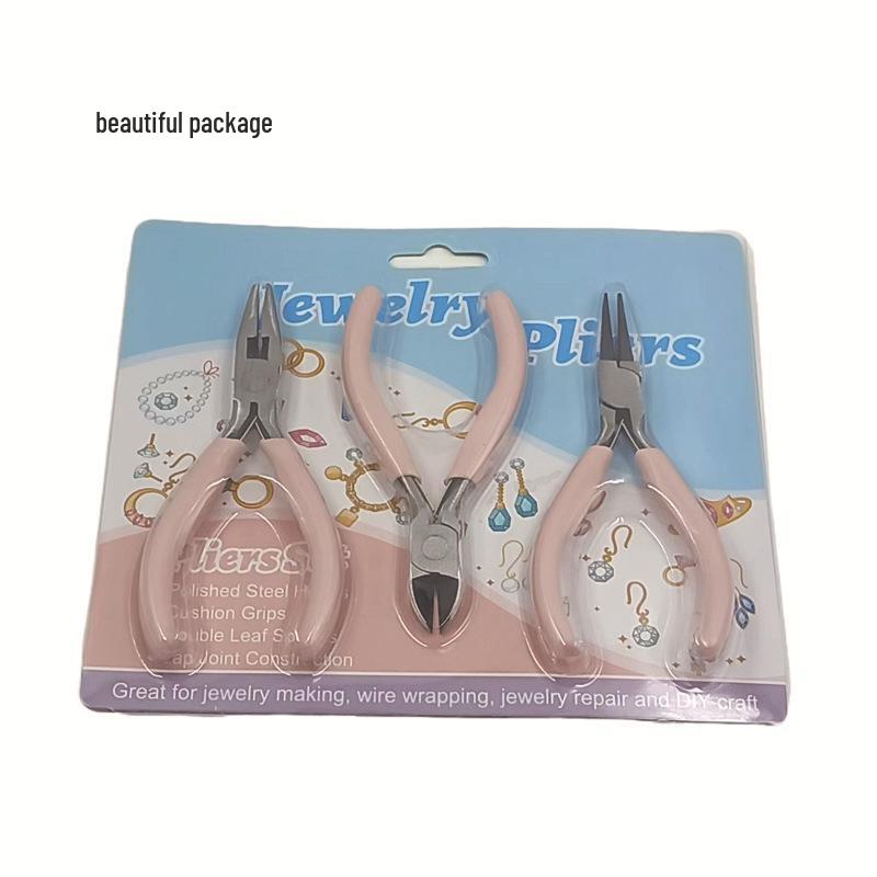 Three-Piece Colorful Jewelry Pliers Set: Multi-Functional Needle-Nosed, Oblique, and Round-Nosed Pliers for DIY Handmade Projects