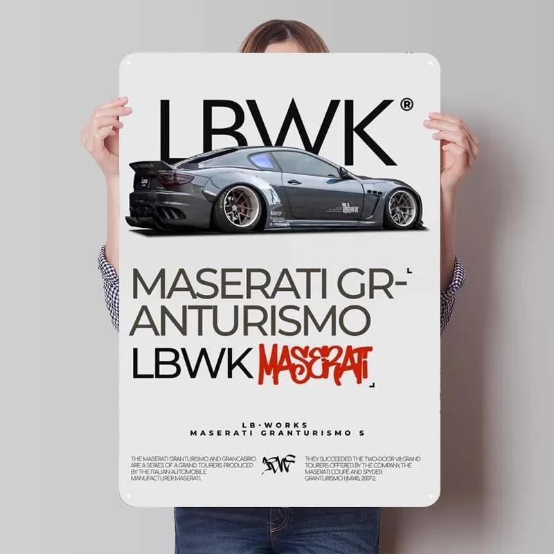 Maserati Plåtskylt Bilar Poster Dekoration för Hemdekorationer Retro Metallskylt Plakett för Garagsväggkonstdekoration Rum