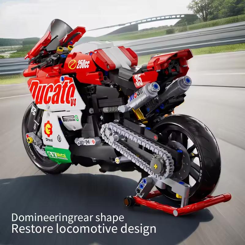 New 1:10 Racer Motorcycle Building Blocks Set 800+pcs MOC Bricks DIY Motorbike Model Gift Toy for Boys Kids Adults Christmas Fun