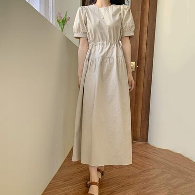Senior Pleated Waist Dress Women's Summer Mid-length Skirt