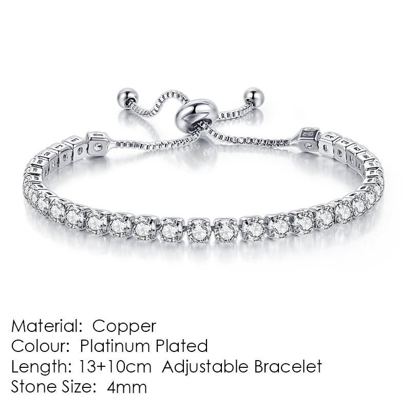 ZHOUYANG Tennis Bracelet For Women Luxury Handy Adjustable 4 Claws Mosaic 4mm Zirconia Rose Gold Color Fashion Jewelry Gift H133