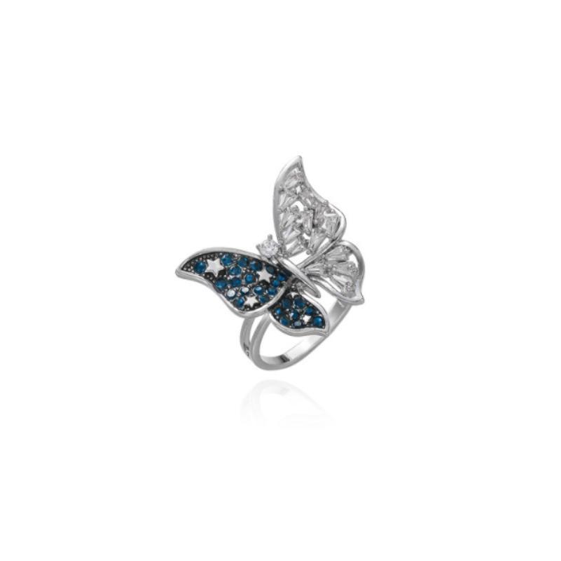 Tendință Modă Inel Reglabil cu Lumină cu Deschidere Fluture Stereoscopic Stil Luxos Cool Albastru Alb Inel Personalitate Damă
