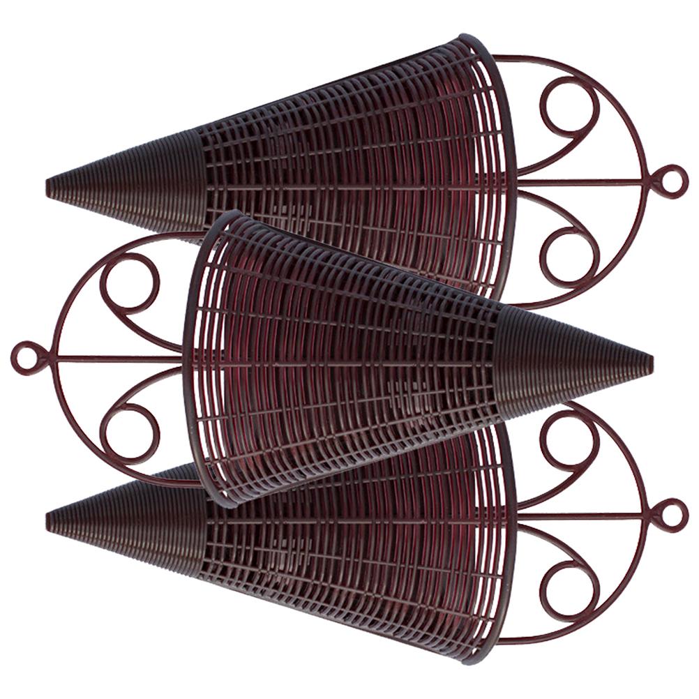 3 Pcs Imitation Rattan Wall Hanging Flower Basket for Storage Orchid Planter Woven Pot Wood Wall-mounted Baskets Decor Pp