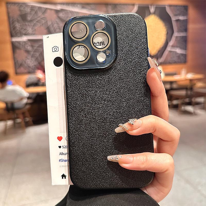 Applicable To Apple 17promax Lychee Leather Mobile Phone Case Comes with Lens Film IPhone 16 Anti Fall Pc Protection Case