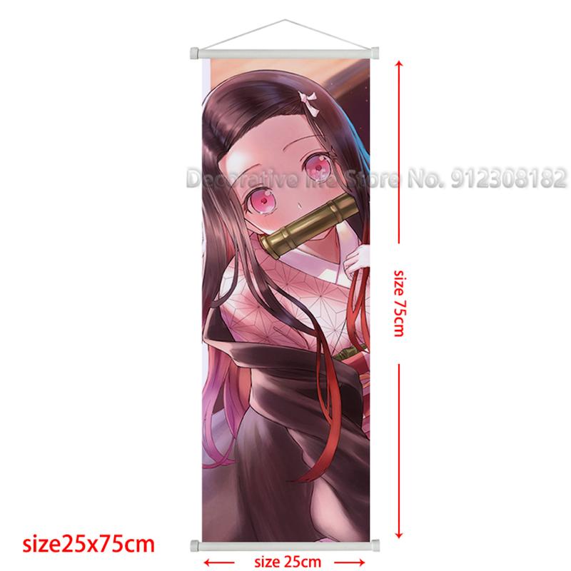 Demon Slayer Scroll Poster Kamado Tanjirou Canvas Painting Nezuko Classic Wall Art Pictures for Living Room Home Decoration