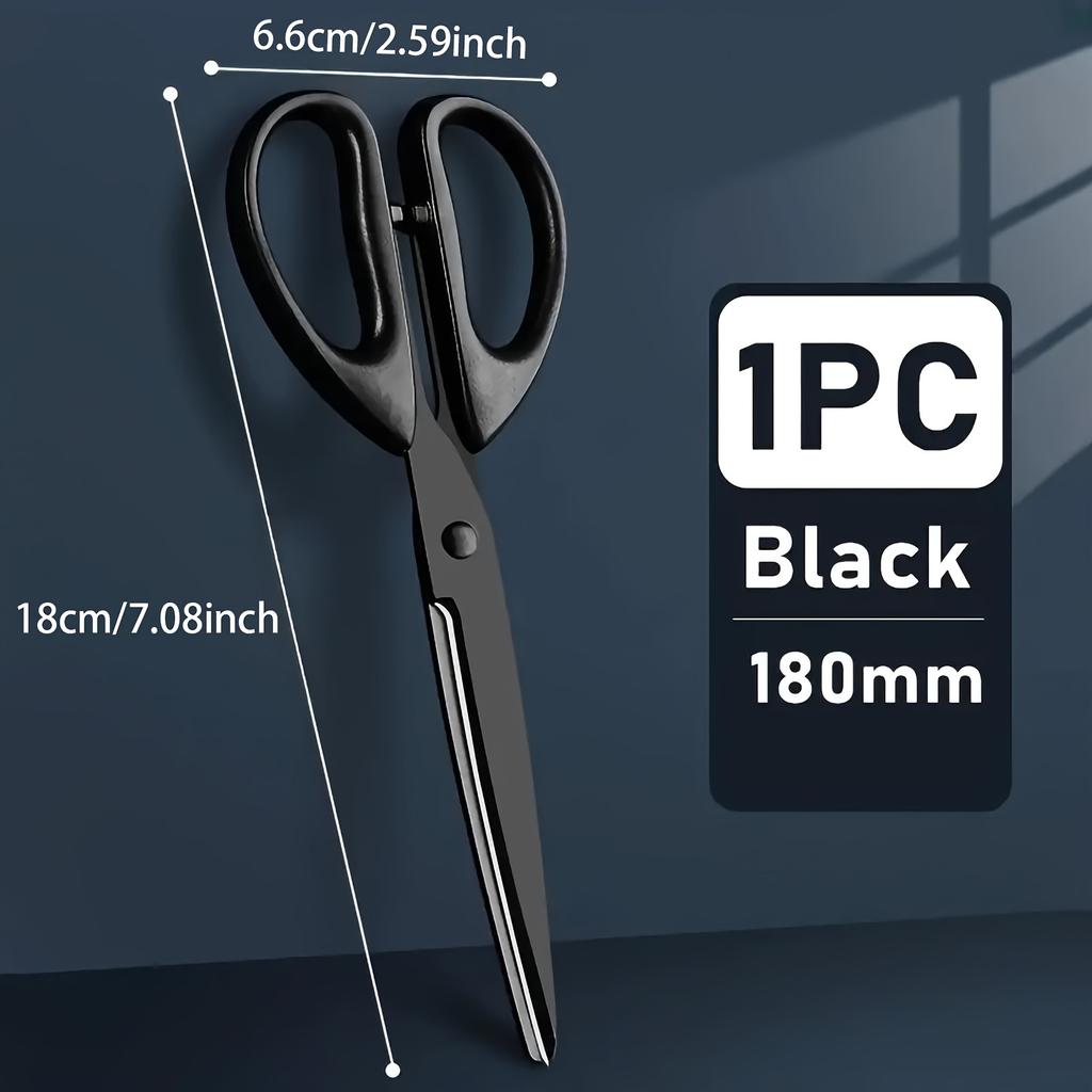 1pc Large Thickened Black Edge Scissors, Blackening Anti-rust Craft, With Non-stick Coating, Widely Suitable For Daily Home, Office, Art Paper Cutting