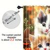 2Pcs Kitten Flower Window Curtains For Bedroom And Living Room Rod Pocket Polyester Material Drapes For Office Study Home Decor