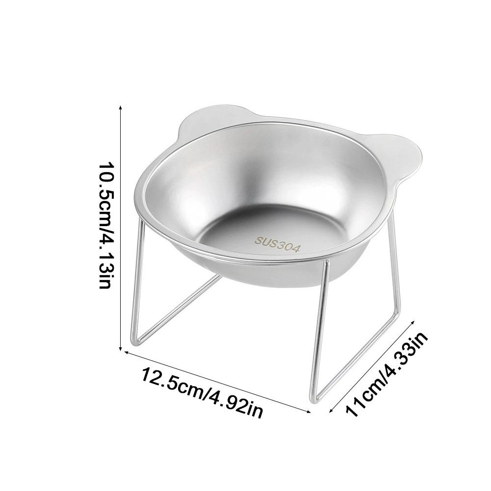 15° Tilted Elevated Cat Dog Bowl, 304 Stainless Steel Pet Food Water Dish with Non-Slip Base Healthy Feeding