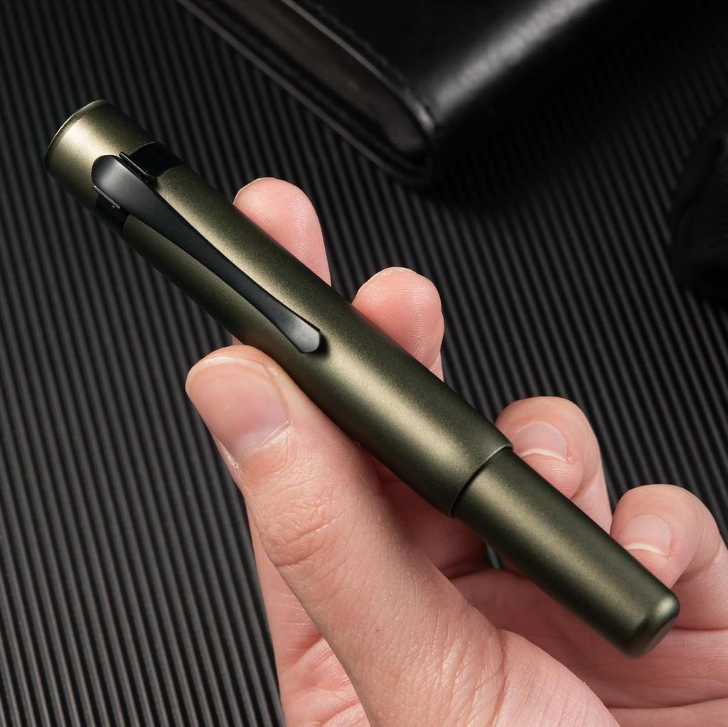 Hongdian M2 Mini Fountain Soft Army Green Slim Pocket Travel Pen Pen, Ultra-Fine, Nib, Aluminum,