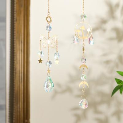 Faux Crystal Sun Catcher Decoration Butterfly Mushroom Moon Star Sun Hanging Ornament Indoor Outdoor