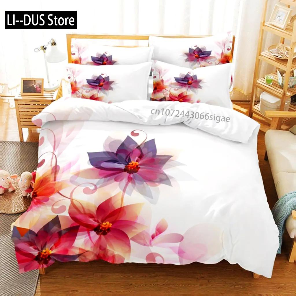 Flower Duvet Cover Bedding Set Quilt Case Linens King Queen Full Size 3D Print Pillowcase Single Twin Bed 240x220 260x240