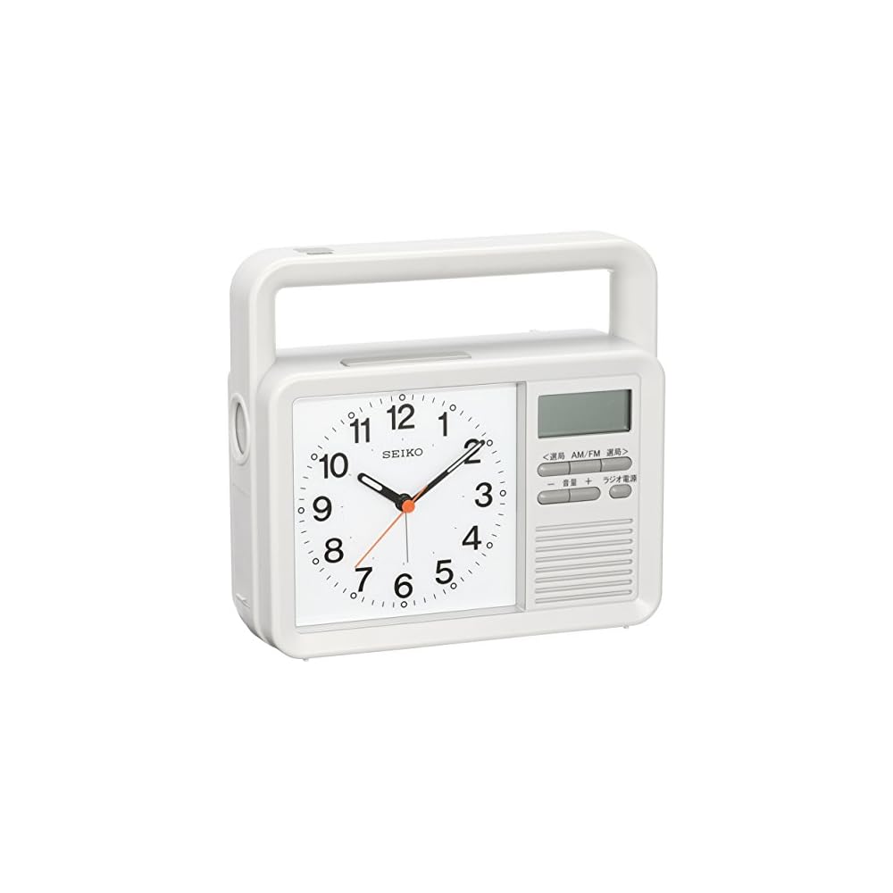 Seiko Clock (KR885N) - Seiko Clock Alarm Clock, Emergency Clock, Analog, Hand-Crank Charging, Radio, LED Flashlight, Emergency Buzzer, Mobile Phone Ch