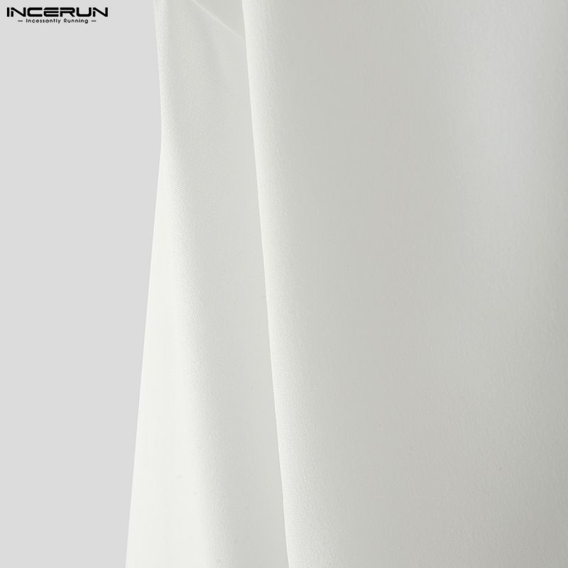 INCERUN Camicie Casual Estive da Uomo con Collo a Rever, Manica Corta, Cuciture, Bottoni, Top