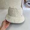 Lamb wool bucket hat women's autumn and winter new big head circumference warm plush basin hat versatile plain face small bucket hat