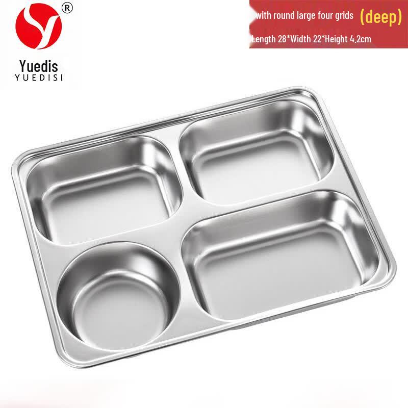 

Yuedisi Stainless Steel Divided Meal Plates (50 Pcs) Large Plastic Lid