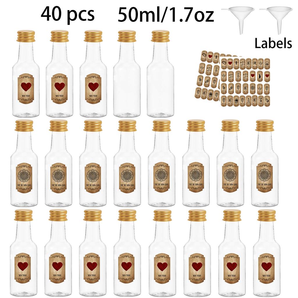40pcs Halloween Mini Bottle,clear,Plastic,with caps,Labels,Gifts for Family & Friends,Halloween Parties,Indoor Decor,party favor