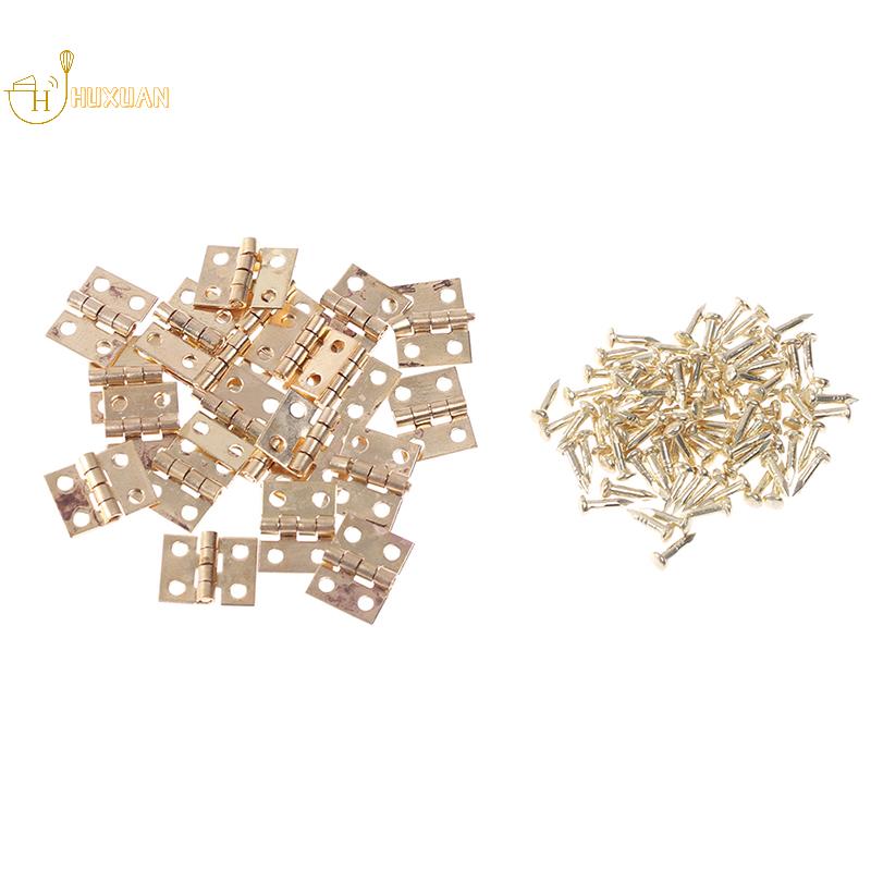 20 Stück Schranktürscharniere Messingbeschichtet Mini Scharnier Klein Dekorativ Schmuck