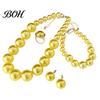 Faux Pearl Jewelry 3Pcs/Set Imitation Pearls Set, Adjustable Length Choker Necklace with Ear Studs Gift And Bracelet, Set for Weddings Banquets