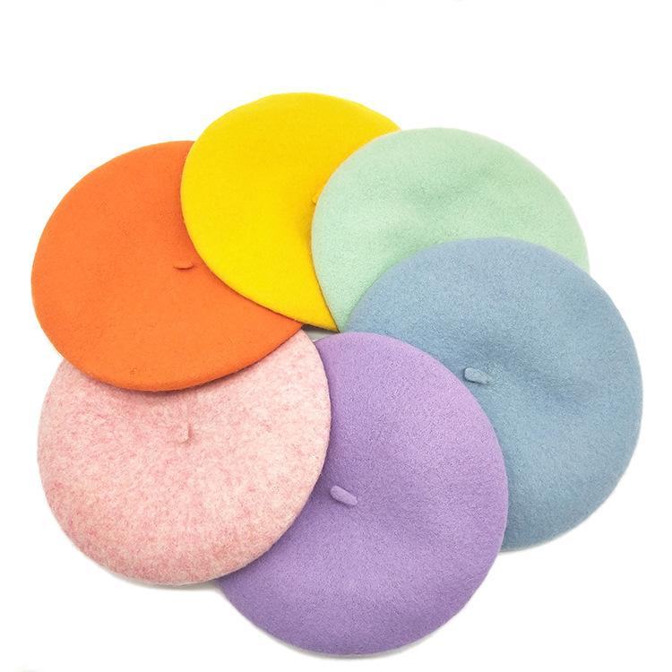 Multi-color Wool Thick Berets Winter Autumn Artist French Retro Plain Painter Hat for Women Girls Warm Walking Outdoors Caps