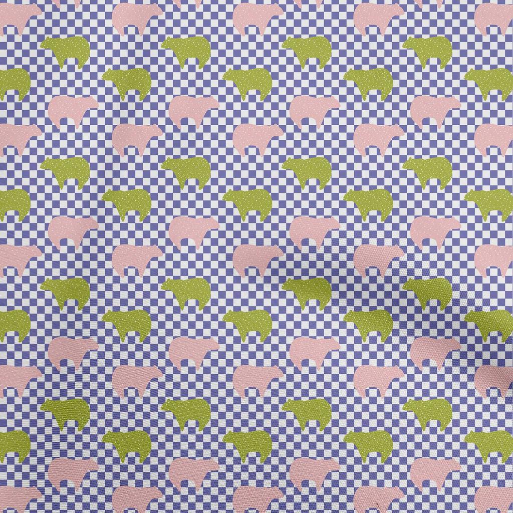 oneOone Cotton Flex Blue Fabric Bear With Docklands Dress Material Fabric Print Fabric By The Yard 40 Inch