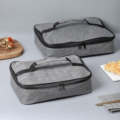 Bento-Tasche mit Griff Doppelreißverschluss Wasserdicht Rechteckig Tragbar Thermische Lunchbox Beutel Täglicher Gebrauch