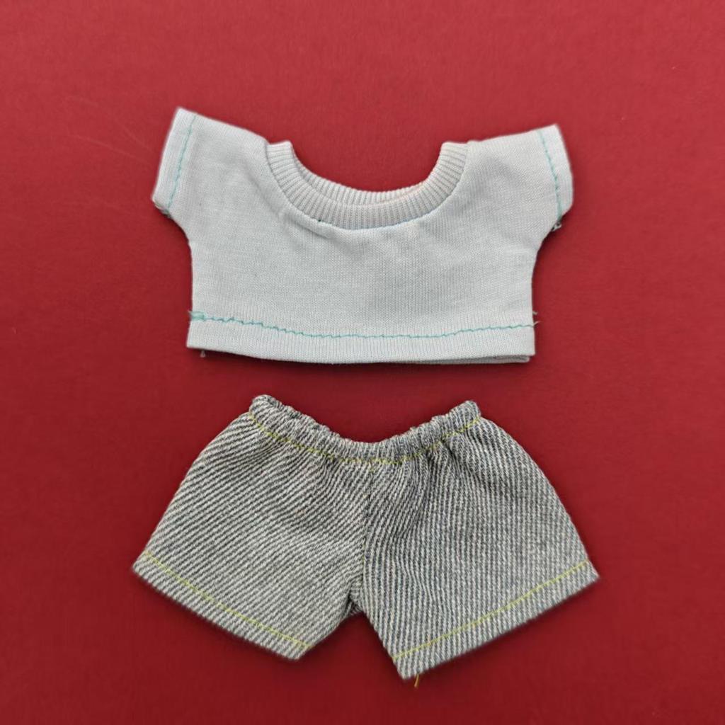 Labubu Keychain Pendant Outfit: Doll Jeans and Short Sleeve Set