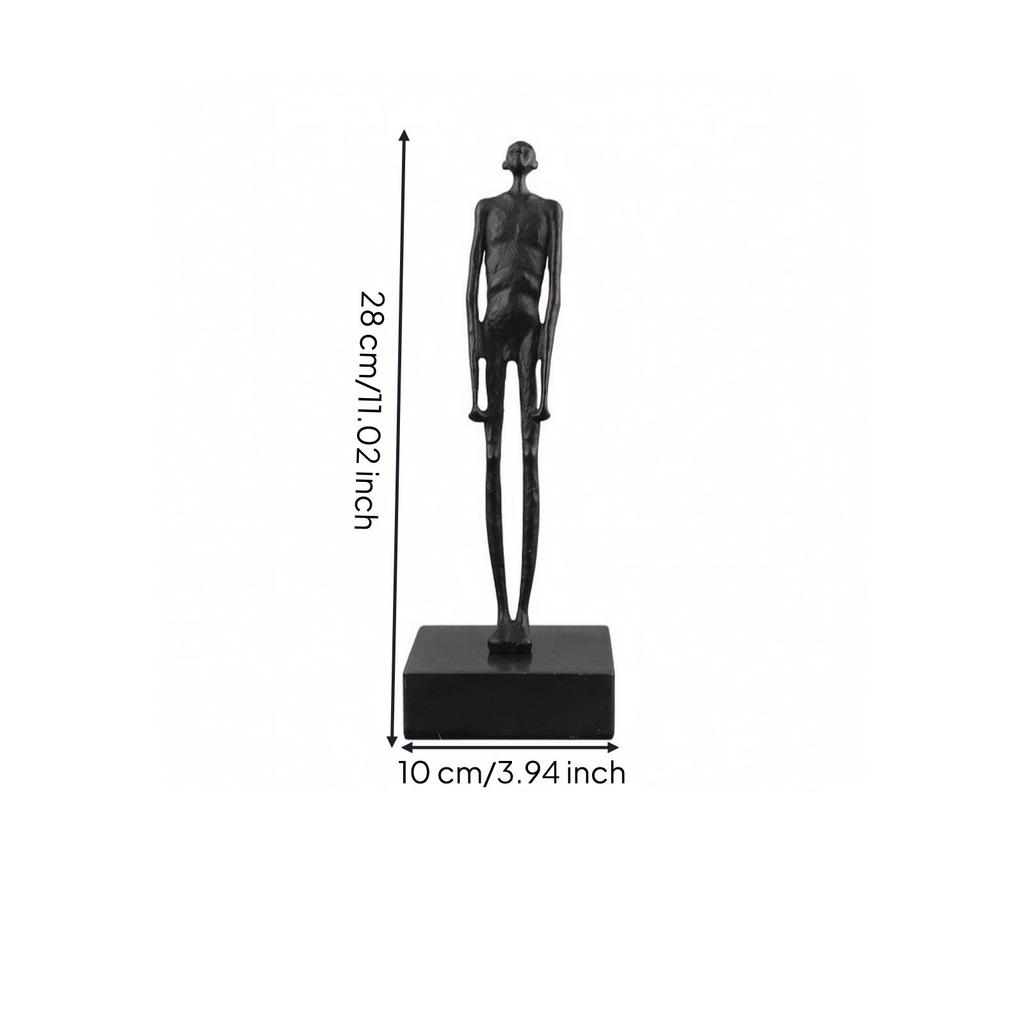 Standing Abstract Figure Sculpture with Rectangular Base Solid Decorative Object