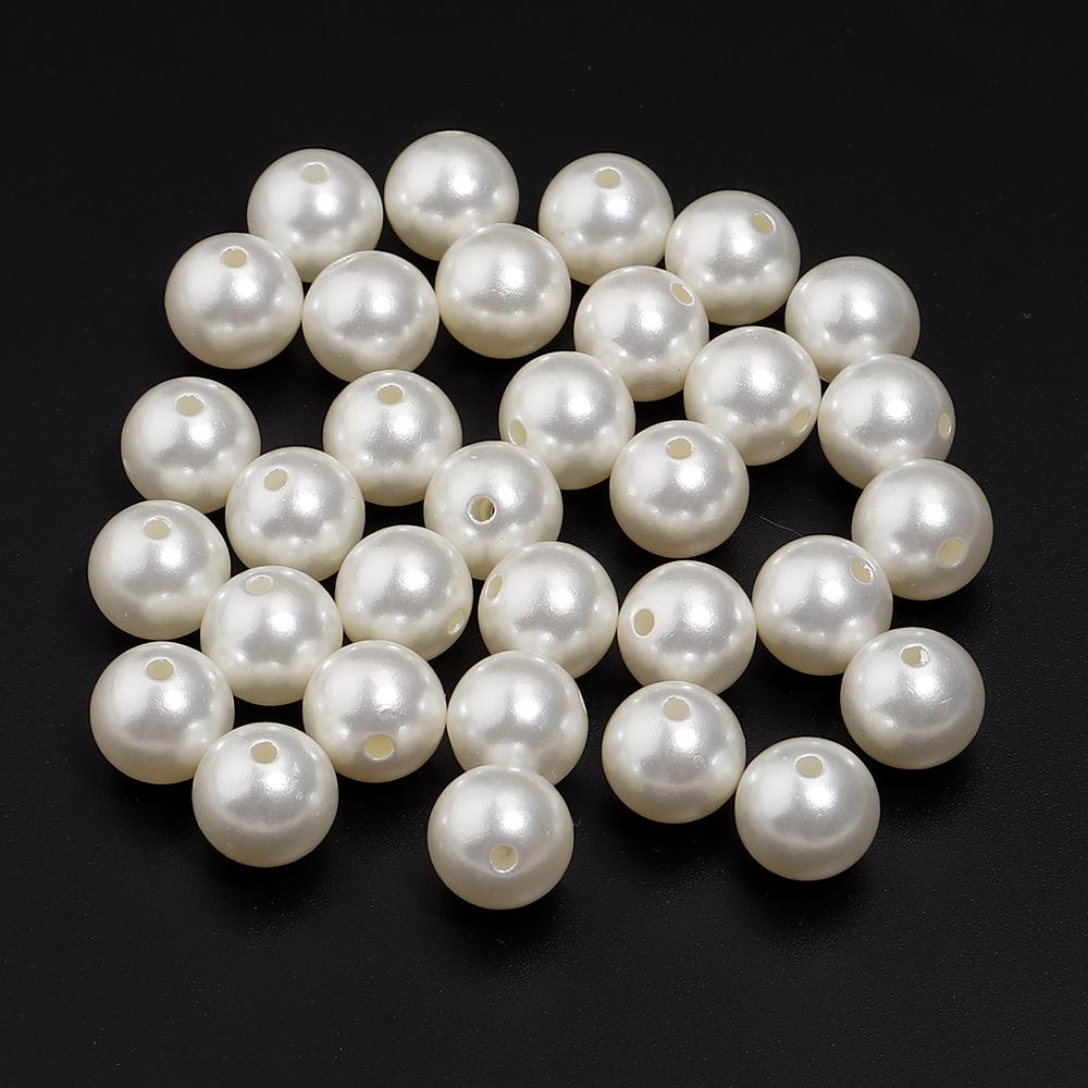 10-1000pcs Beige ABS Imitation Pearl Beads Multisize Round Loose Beads With Hole For Jewelry Making DIY Bracelets Accessories