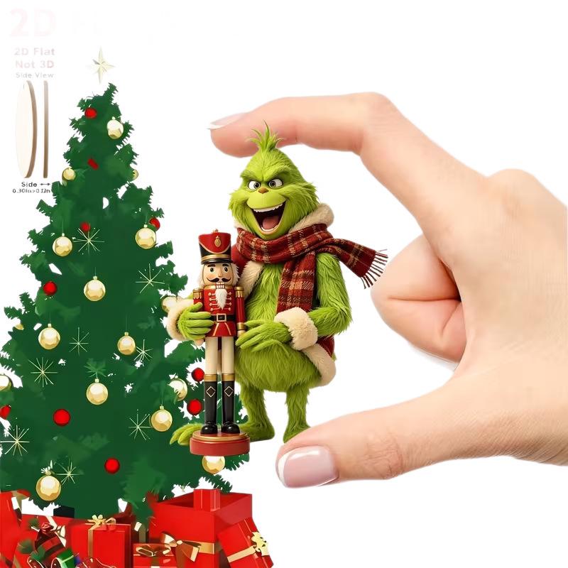 Grinch 2D Hanging Ornament for Christmas Trees - Green Hair