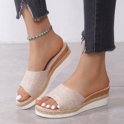 Fashion Rimocy Casual Wedge Slippers for Women 2024 Summer Non Slip Platform Sandals Woman Open Toe Comfortable Female Slipper Plus Size
