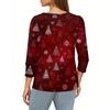 Women's Fashion Casual 3/4 Christmas Print Color Shirt Women's Round Neck Tops