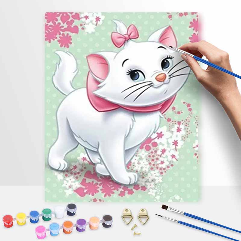 Disney Marie Cat Oil Paint by Numbers Painting Kit Handmade Diy Home Decor Gifts Wall Art Craft for Living Room Bedroom Aesthetic