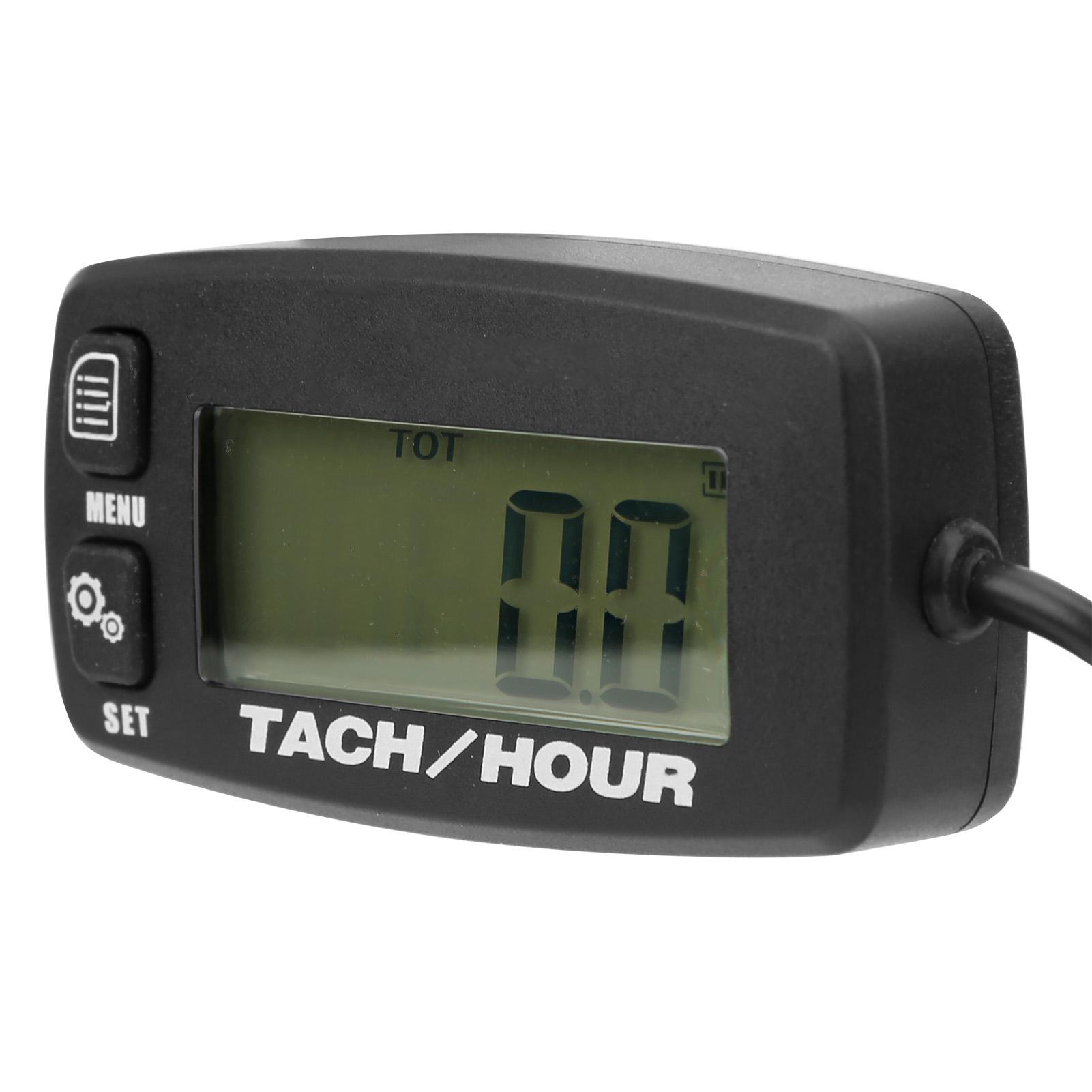 

LCD Backlit Gauge Resettable Inductive Tachometer Hour Meter for 2 4 Stroke Engines