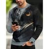 Fashion Men's Crew Neck Long Sleeve 3D Casual Color Printing Casual Long Sleeve Crew Neck T-Shirt