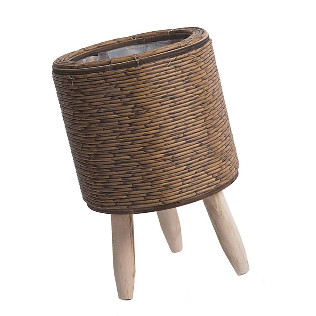 Suporte para plantas de vime tecido à mão, amarelo, material ecológico, resistente e durável, design multicamadas para uso interno e externo