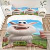 Happy White Fluffy Monster Print 3Pcs Bedding Set,Duvet Cover with 2 Bedro,Pillowcase Home Birthday Gift