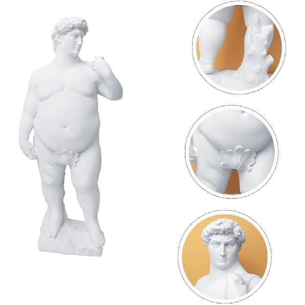 VOSAREA Fat David Statue - Roman Plaster Sculpture for Home Decor, Greek Mythology