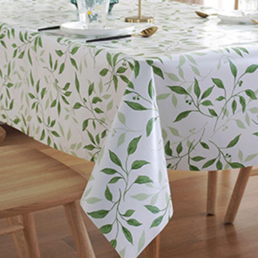 PVC Waterproof Tablecloth Bamboo Leaves Printed Table Decor Cloth Table Cover  Kitchen